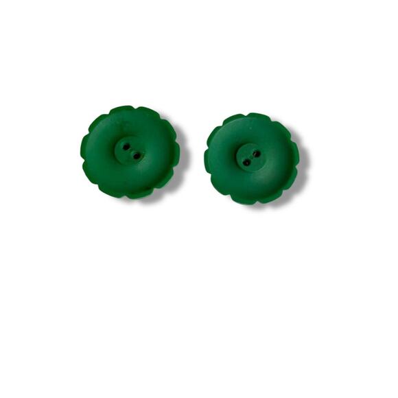 Set of 2 Green Midcentury Buttons Acrylic Flower Design 1.3" (34mm) - Picture 5 of 5